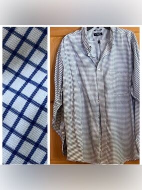 2/$30 Chaps 28.5 34/35 Classic Fit Blue White Check Plaid Men’s Dress Shirt